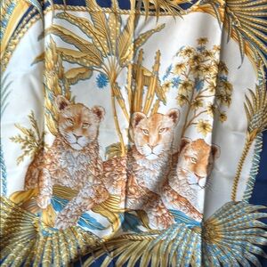 Salvatore Ferragamo Gold and Cream Tropical Scarf